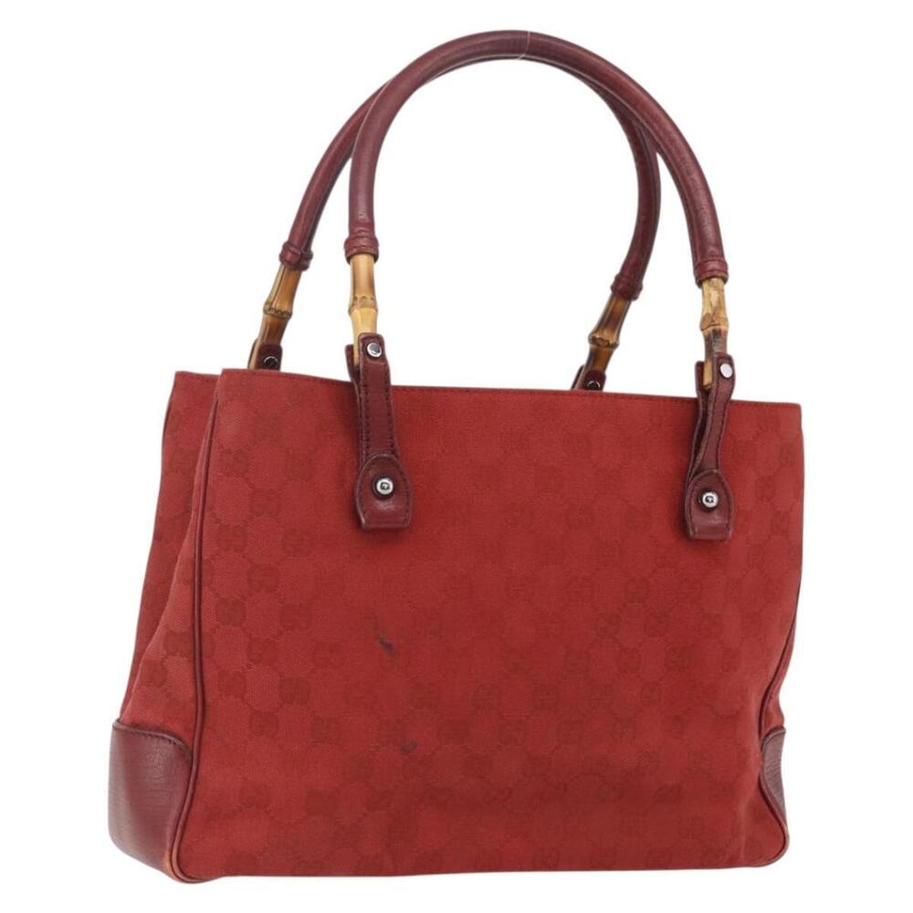 GUCCI GG Canvas Bamboo Hand Bag Red 112526 Auth ep12621 - Picture 1 of 16